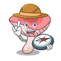 Explorer russule mushroom mascot cartoon