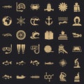 Explorer of the sea icons set, simple style Royalty Free Stock Photo