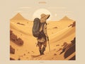 An explorer venturing out into the desert with a backpack of supplies and a desire to discover hidden wonders. Lifestyle