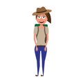 Explorer woman isolated Royalty Free Stock Photo