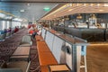 Explorers Lounge and bar on Hurtigruten`s ship MS Fridtjof Nansen In the Denmark Strait