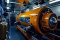 Exploring Advanced Technology, A Futuristic Orange Machine\'s Intricate Mechanisms and Operational Processes in a M