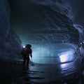 Exploring ancient ice caves with autonomous subs, revealing hidden ecosystems Royalty Free Stock Photo