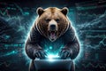 Bearish Market Insights, Angry Bear Futuristic Trading, AI Generated