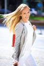 Exploring the Big Apple. A gorgeous young woman walking in the streets of New York. Royalty Free Stock Photo