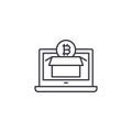 Exploring bitcoin market linear icon concept. Exploring bitcoin market line vector sign, symbol, illustration.