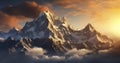 Exploring the Breathtaking Beauty of Towering Mountains and Whispering Valleys at Dawn. Generative AI