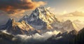 Exploring the Breathtaking Beauty of Towering Mountains and Whispering Valleys at Dawn. Generative AI