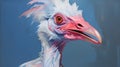 Exploring Brushwork: White And Blue Vulture Head In Zbrush