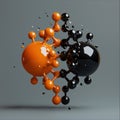 Exploring Chemical Bonds with a Stunning 3D Black and Orange Molecular Structure Image Royalty Free Stock Photo