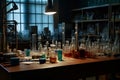 Exploring chemical reactions in a well-equipped laboratory.