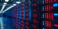 Exploring Cloud Computing Technology: A Detailed View of a Server Room with Rows of Servers and