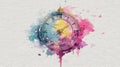 Exploring the Colorful World of Time: A Watercolor Clock Abstract Art Concept Royalty Free Stock Photo