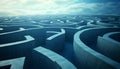 Exploring the complexity of economic policy decisions through a maze landscape with numerous pathways and decision Royalty Free Stock Photo