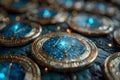 Exploring the concept of bitcoin decentralized currency and blockchain technology in 3d art