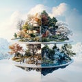 Exploring the Concept of a Conceptual Floating House in a Metaverse Lake Using Virtual Reality and Augmented Reality Royalty Free Stock Photo