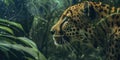Exploring the Contemporary Interaction between Humans and Leopards in a Digital Jungle Environment AIG62 Royalty Free Stock Photo