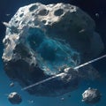 Exploring the Cosmos: A Futuristic Space Station Embedded in an Asteroid Royalty Free Stock Photo