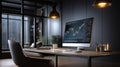 Exploring Data Analytics for Business Decisions with Visual Insights on a Computer Desk Setup Royalty Free Stock Photo