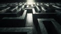Exploring the depths of an abstract maze structure illuminating pathways towards enlightenment and discovery