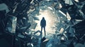 Exploring the depths of complex ptsd a journey through a maze of dark, fragmented mirrors Royalty Free Stock Photo