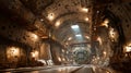 Exploring the depths: an inside view of a modern tunnel boring machine and tunnel construction Royalty Free Stock Photo