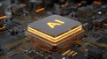 Exploring the Design of an Ai Artificial Intelligence Computer Processor Chip Circuit in a 3d Rendering Showcasing Royalty Free Stock Photo