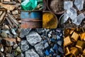 Exploring Diverse Textures: A Visual Journey Through Raw Materials, from Rustic Wood and Sparkling Crystals to Gleaming Metals,