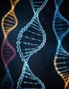 Exploring dynamic genetic canvas with abstract perspectives of DNA strands illuminated against a dark background