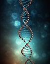 Exploring dynamic genetic canvas with abstract perspectives of DNA strands illuminated against a dark background