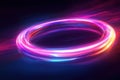 Exploring dynamic light rings abstract art in a futuristic setting