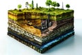 Exploring Earth\'s Layers: A Cross-Section Revealing Subsurface Structures, Resources, and Ecosystem