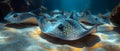 Exploring Ecuador\'s Underwater World: Observing Blue Spotted Stingrays While Scuba Diving. Concept Royalty Free Stock Photo