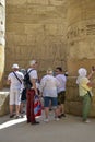 EXPLORING EGYPT - KARNAK TEMPLE - Travel tour group wanders through Karnak Temple. Beautiful Egyptian landmark Royalty Free Stock Photo