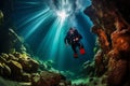 Exploring the Enchanting Depths: Scuba Diver in Crystal-Clear Cenotes