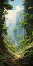 Exploring The Enchanting Miyazaki Hayao Style Path In The Canyon Royalty Free Stock Photo