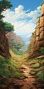 Exploring The Enchanting Miyazaki Hayao Style Path On The Mountainside