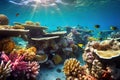 Exploring the Enchanting Underwater Wonderland Vibrant Coral Reef Amidst Crystal Clear Waters. created with Generative AI