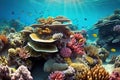 Exploring the Enchanting Underwater Wonderland Vibrant Coral Reef Amidst Crystal Clear Waters. created with Generative AI