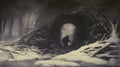 Exploring The Enigmatic Woods: A Tintype Journey Through Frostpunk-inspired Cave