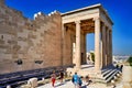 Exploring the erechtheion temple at acropolis in athens greece Royalty Free Stock Photo