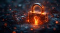 Exploring the essence of quantum security with an illuminated lock symbolizing encryption and protection against data