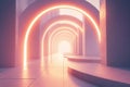 Exploring Ethereal Corridors Illuminated by Gradient Volumetric Light at Dawn Generative AI