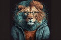 Charming Lion Fashion: Stylish Vector Art with Intricate Detailing
