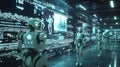 Exploring the future a futuristic trading floor with robots and holographic interfaces revolutionizing commerce dynamics