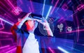 Exploring the Future of Technology with Virtual Reality and Artificial Intelligence in a Colorful Digital Environment Royalty Free Stock Photo