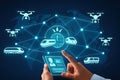 Exploring the Future of Transportation: Integrating AI, Drones, and Trains in Connected Global Network Royalty Free Stock Photo