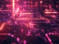 Exploring Futuristic Circuits, Digital Network\'s Glowing Pathways Illuminate Technological Advancements Mysteriousl