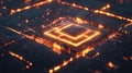 Exploring Futuristic Circuits, Illuminated Microchip Design, Glowing Technology