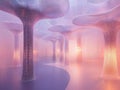 Exploring a futuristic ethereal space with glowing mesh columns Royalty Free Stock Photo